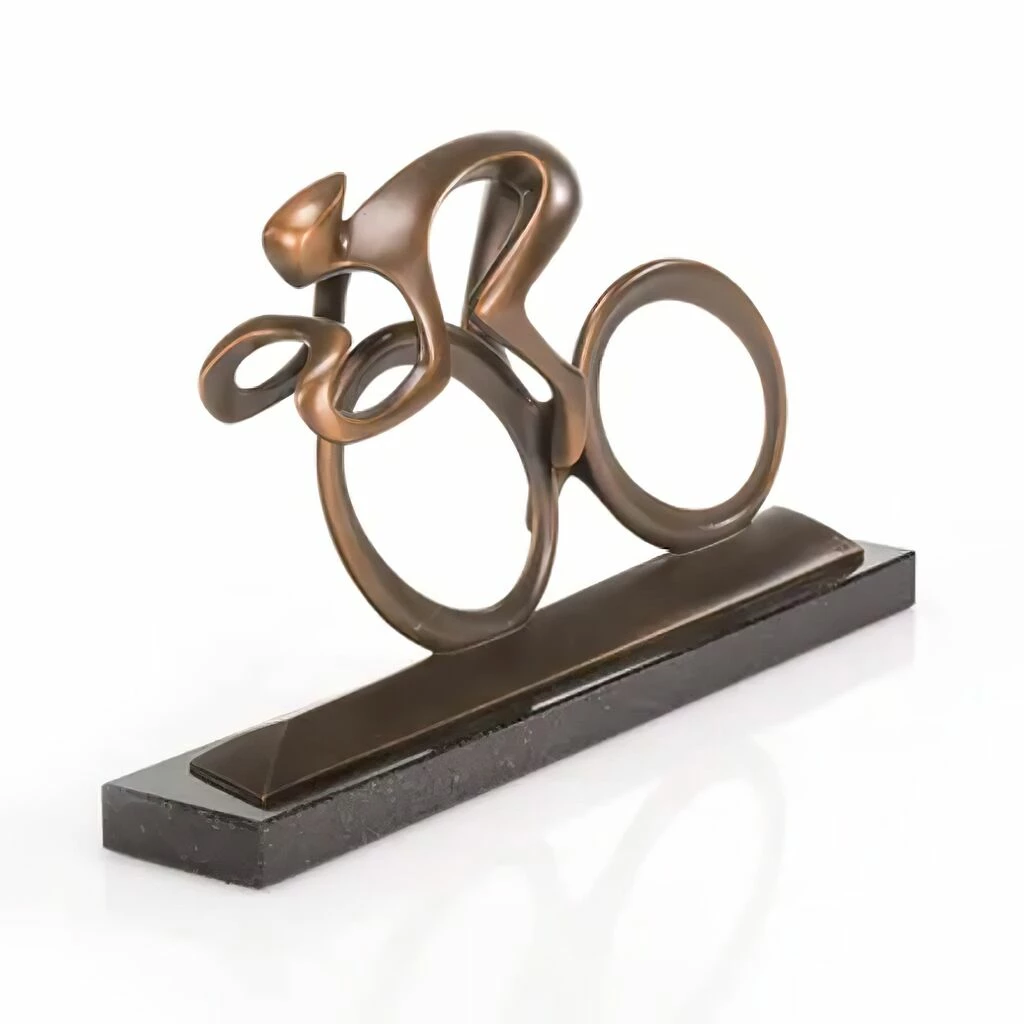 Moderne Bronzefigur Fahrradfahrer Mit Granitsockel - Radler, Bronze 5 Moderne Bronzefigur Fahrradfahrer Mit Granitsockel - Radler, Bronze – Bild 3