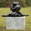 Moderne Bronzestatue Liebespaar In Schwarz - Couple D'amour