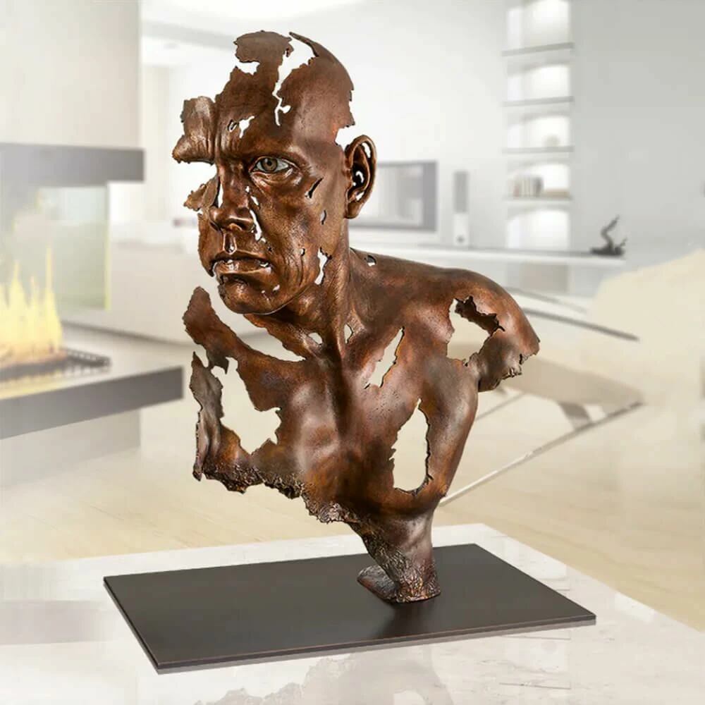 Moderne Künstlerbüste - Limitierte Mann Bronzeskulptur - Face To Face 3 Moderne Künstlerbüste - Limitierte Mann Bronzeskulptur - Face To Face