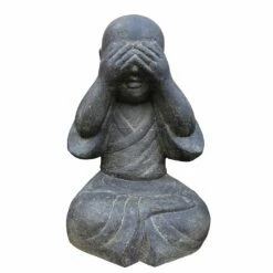 Mönch Aus Steinguss Mit Geschlossenen Augen - Mönch Nichts Sehen