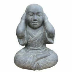 Mönch Aus Steinguss Mit Geschlossenen Ohren - Mönch Nichts Hören