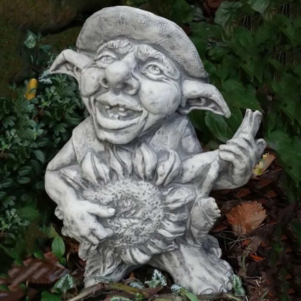 Musikalischer Steinguss Gartentroll Mit Sonnenblume - Haldor 3 Musikalischer Steinguss Gartentroll Mit Sonnenblume - Haldor