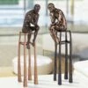 Nachdenklich - Designer Mensch Bronzeskulptur - Thinker Dark & Light