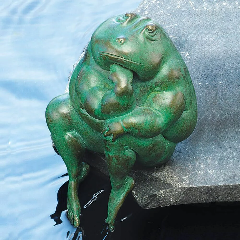 Nachdenklicher Frosch Als Bronze Gartenfigur - Erwin 3 Nachdenklicher Frosch Als Bronze Gartenfigur - Erwin