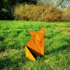 Origami Skulptur Fuchs In Rostoptik Für Den Garten - Fuchs Elias