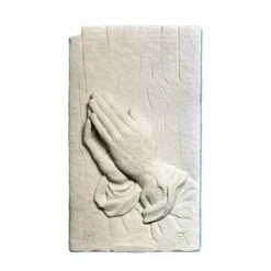 Rechteckiges Wandrelief Mit Betenden Händen Aus Steinguss - Manja