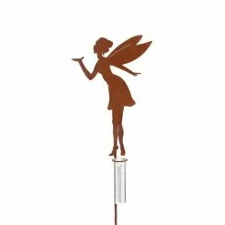 Regenmesser Mit Elfe Aus Metall - Gartenstecker - Rost - Laurine