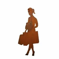 Rost Metall Gartenfigur - Frau Mit Einkaufstüten - Helga