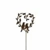 Rost Metall Gartenstecker Mit Vögeln - Herz - Cor Avium