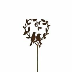 Rost Metall Gartenstecker Mit Vögeln - Herz - Cor Avium