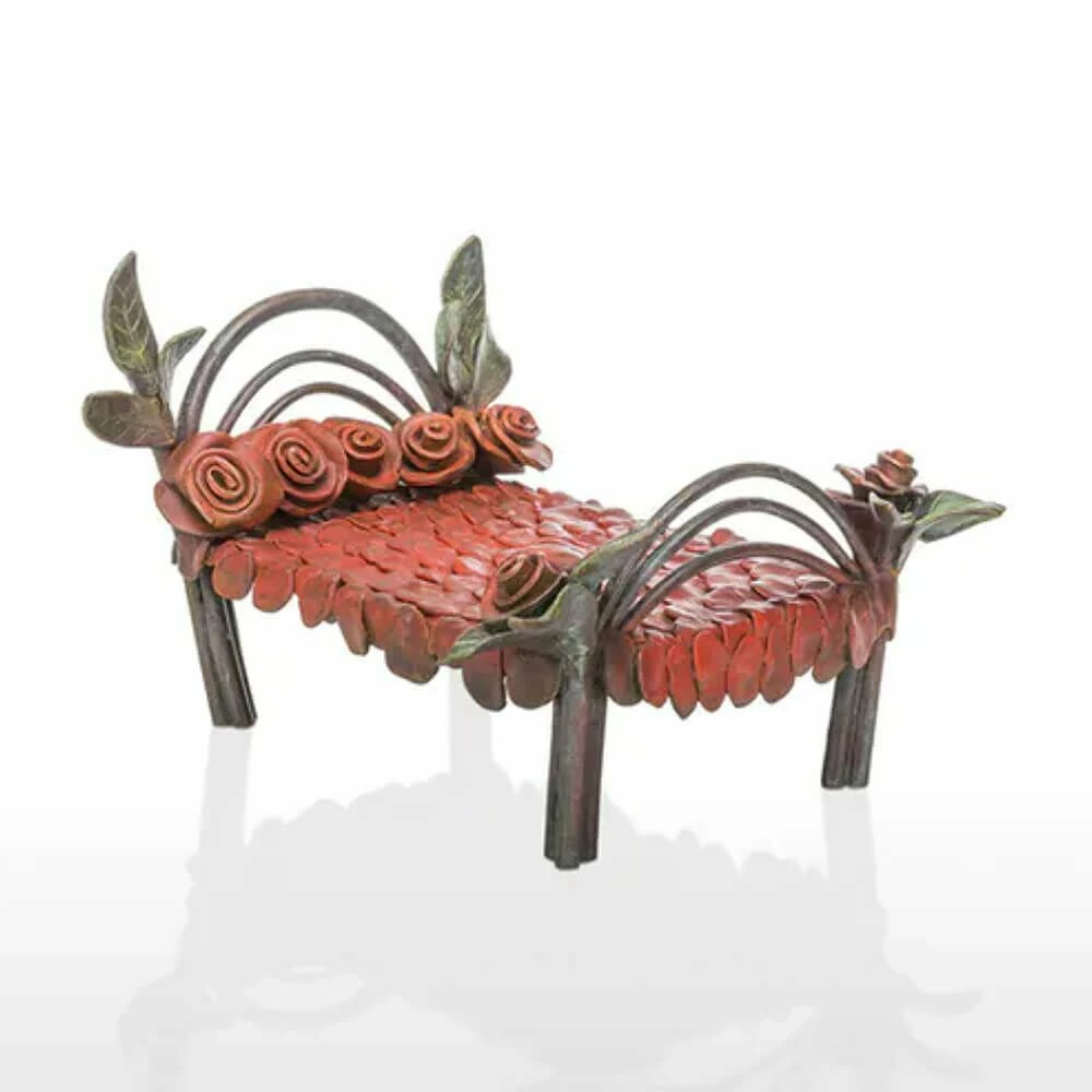 Rotes Bett Als Kunstskulptur Mit Rosen - Bronze Limitiert - Bed Of Roses 5 Rotes Bett Als Kunstskulptur Mit Rosen - Bronze Limitiert - Bed Of Roses – Bild 3