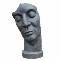 Schlafende Gartenbüste Aus Steinguss Mit Männlichen Gesicht - Dani