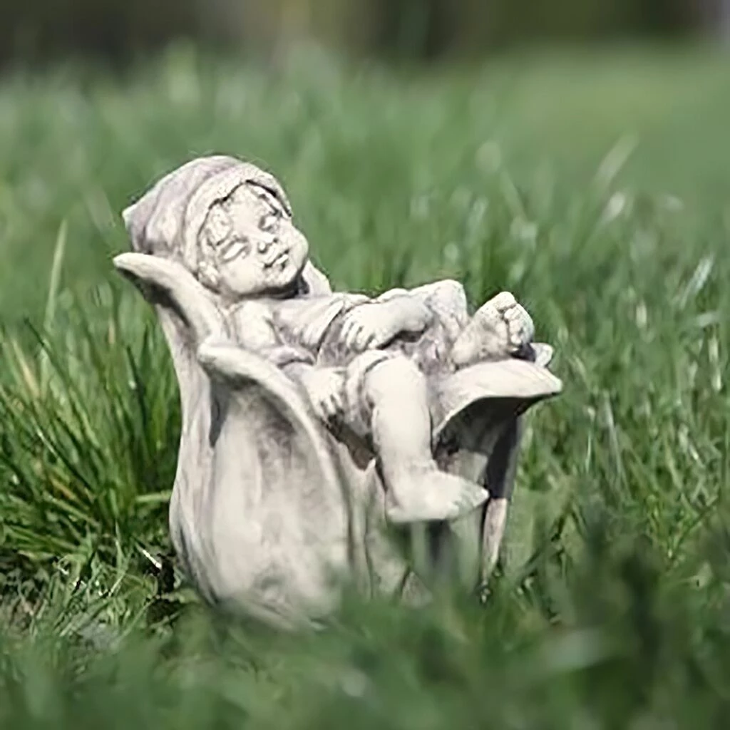 Schlafende Gartenfigur Kobold Mit Tulpen Blüte - Samal 3 Schlafende Gartenfigur Kobold Mit Tulpen Blüte - Samal