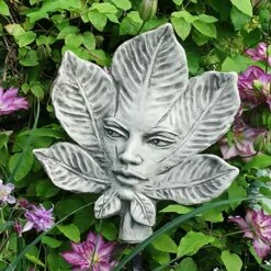 Schöne Blattskulptur Steinguss - Frauenbüste - Plant Castanea