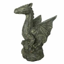 Sitzende Steinguss Drachen Figur Für Den Garten - Wahyu