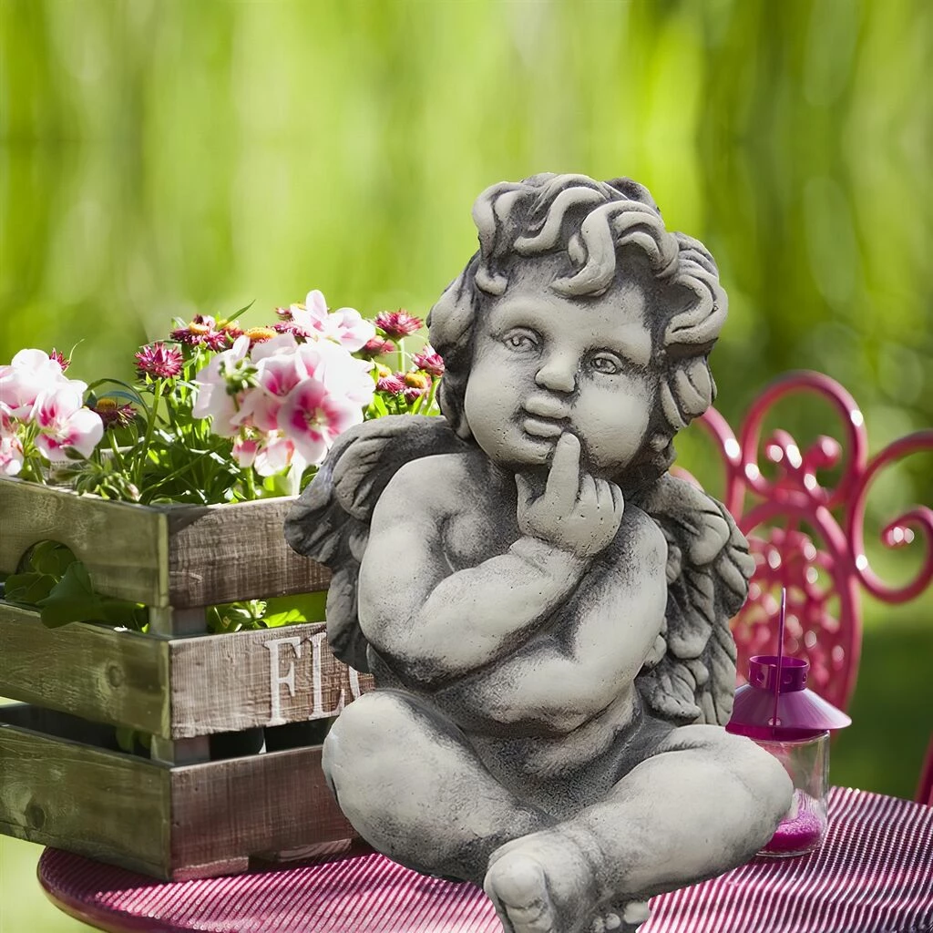 Sitzender Engel Aus Steinguss Für Draußen - Augustus 3 Sitzender Engel Aus Steinguss Für Draußen - Augustus