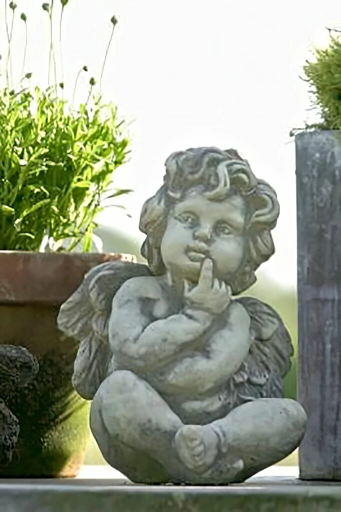 Sitzender Engel Aus Steinguss Für Draußen - Augustus 5 Sitzender Engel Aus Steinguss Für Draußen - Augustus – Bild 3