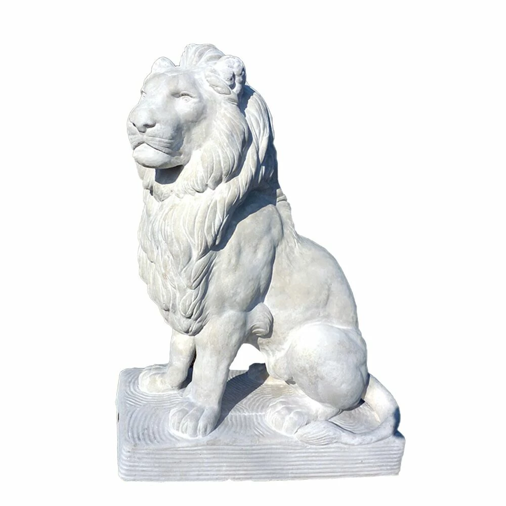 Sitzender Steinguss Löwe Für Den Garten Oder Hauseingang - Nach Links Blickend - Oreste 3 Sitzender Steinguss Löwe Für Den Garten Oder Hauseingang - Nach Links Blickend - Oreste