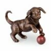 Spielender Hundewelpe Aus Bronze - Wetterfest - Welpe Mit Ball -Outlet GARTENTRAUM Store spielender hundewelpe aus bronze wetterfest welpe mit ball