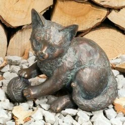 Spielendes Kätzchen Als Bronzefigur - Jungkatze