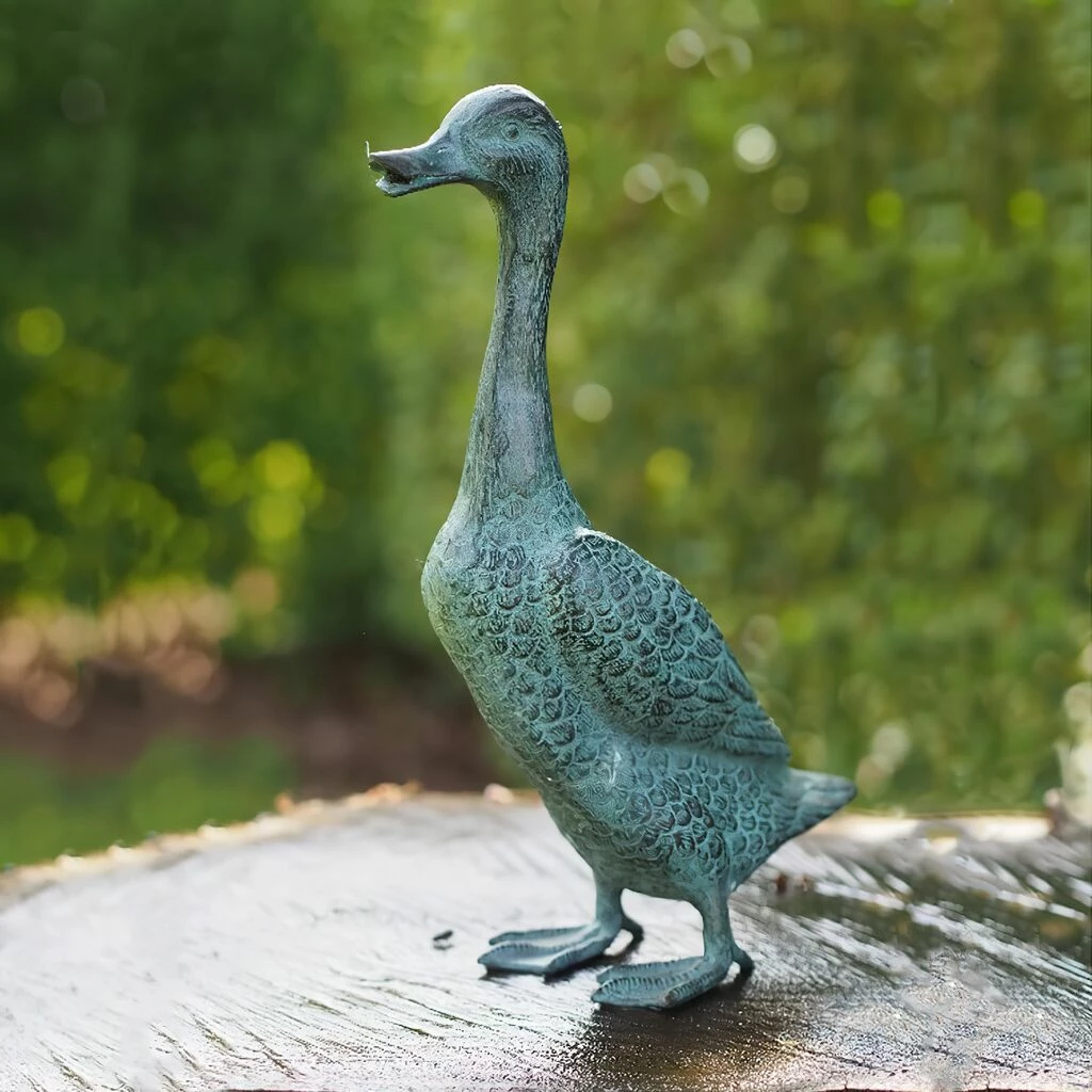Stehende Enten Bronze Figur Für Den Garten - Ente Quak 3 Stehende Enten Bronze Figur Für Den Garten - Ente Quak