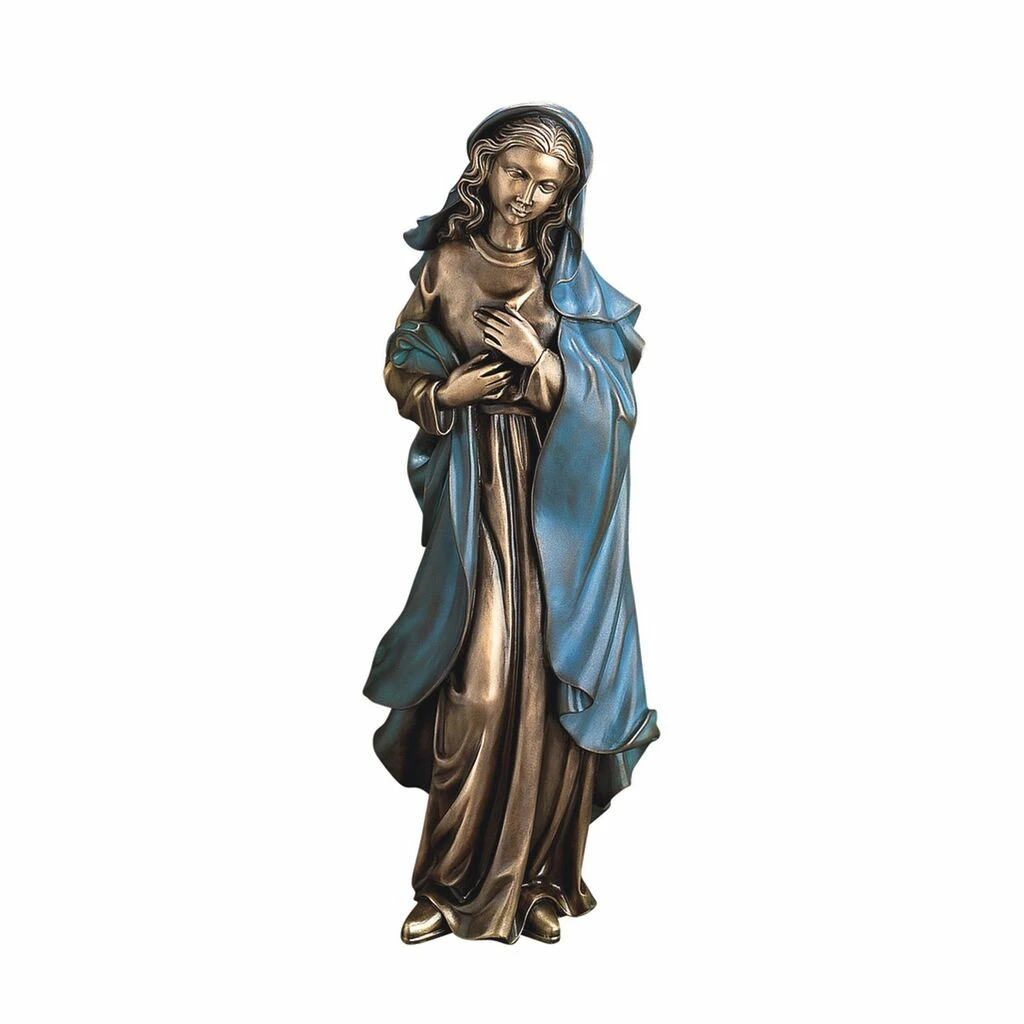 Stehende Maria Mit Blauem Umhang Als Bronzegussstatue - Mater Pieta 3 Stehende Maria Mit Blauem Umhang Als Bronzegussstatue - Mater Pieta
