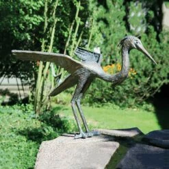 Stehende Reiher Vogelfigur - Limitierte Bronzestatue - Fischreiher