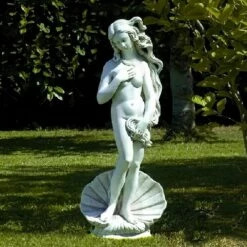 Stehende Steinguss Gartenstatue - Venus Auf Muschel - Belle