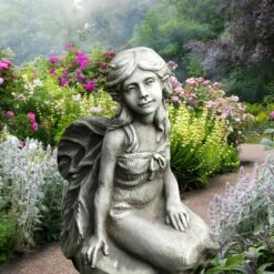 Stein Elfe - Gartenfigur In Antikgrau - Melinda