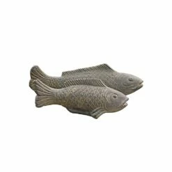 Steinguss Fisch Auf Kleinem Sockel Als Gartendeko - Masu