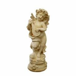 Steinguss Garten Engel Mit Mandoline - Musikalische Dekofigur - Alessandro