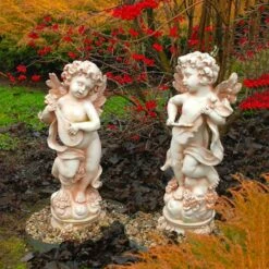 Steinguss Garten Engel Mit Mandoline - Musikalische Dekofigur - Alessandro -Outlet GARTENTRAUM Store steinguss garten engel mit mandoline musikalische dekofigur alessandro3