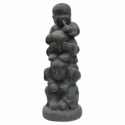 Steinguss Skulptur Mit 3 Mönchen "Nichts Sagen, Nichts Hören, Nichts Sehen" - Jalar