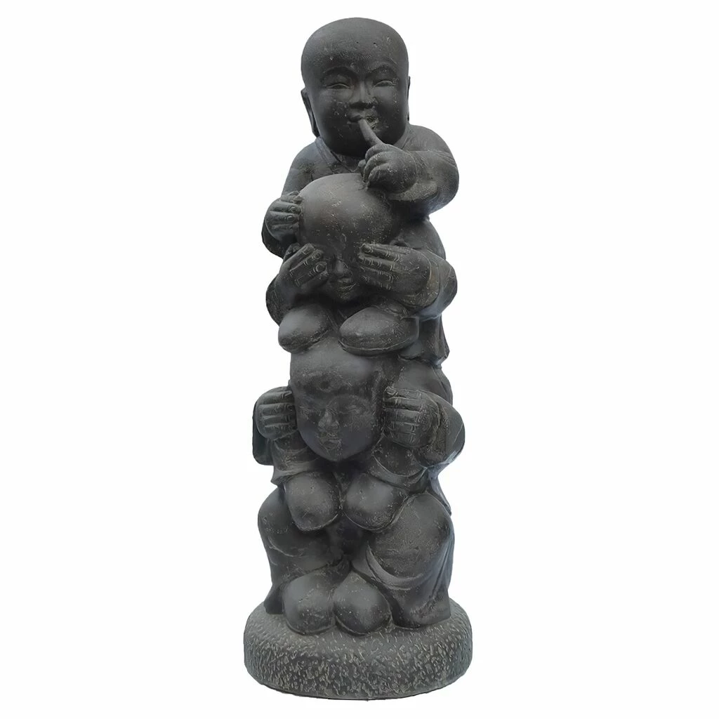 Steinguss Skulptur Mit 3 Mönchen "Nichts Sagen, Nichts Hören, Nichts Sehen" - Jalar 3 Steinguss Skulptur Mit 3 Mönchen "Nichts Sagen, Nichts Hören, Nichts Sehen" - Jalar