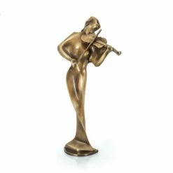 Stilistische Designerstatue Limitiert - Geigerin Aus Bronze - Armonia