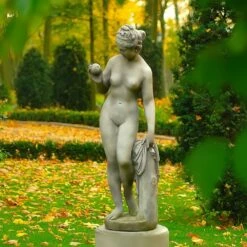 Stilvolle Venus Aktfigur Mit Apfel In Der Hand Für Den Garten - Marta