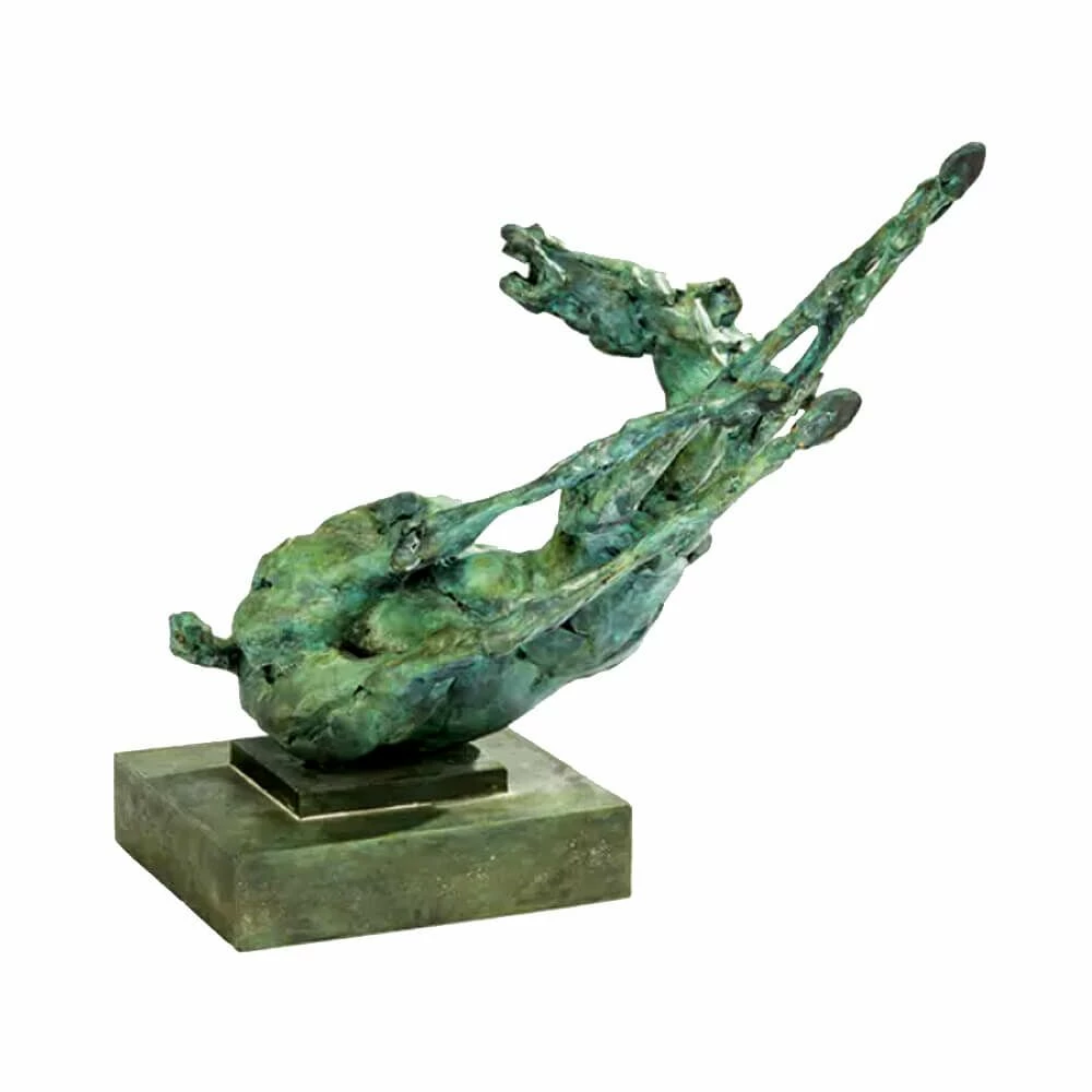 Stürzendes Pferd Mit Grüner Patina Aus Limitierter Bronze - Der Sturz Des Siegers 4 Stürzendes Pferd Mit Grüner Patina Aus Limitierter Bronze - Der Sturz Des Siegers – Bild 2