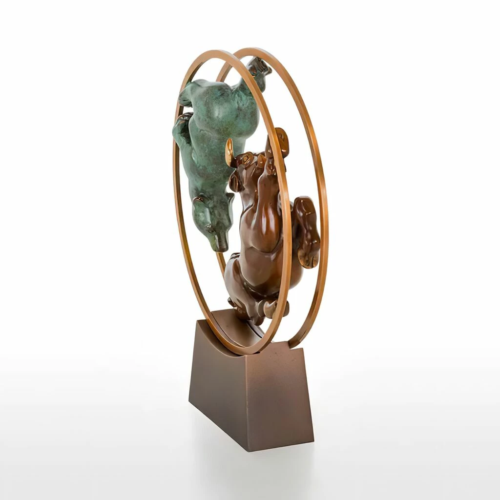 Tier Bronzeskulptur Aus Limitertem Handwerk - Bulle Und Bär Im Rad 4 Tier Bronzeskulptur Aus Limitertem Handwerk - Bulle Und Bär Im Rad – Bild 2