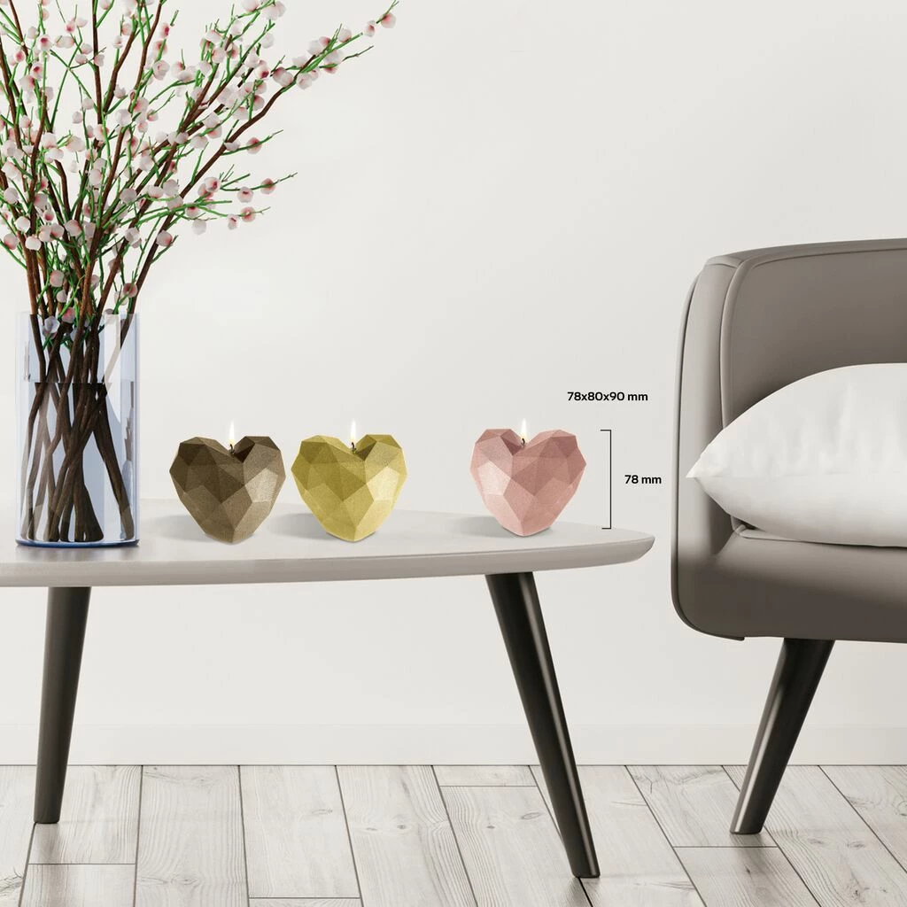 Vegane Kerze Herz Im 3er-Set - Modern & Farbig - Three Hearths 4 Vegane Kerze Herz Im 3er-Set - Modern & Farbig - Three Hearths – Bild 2