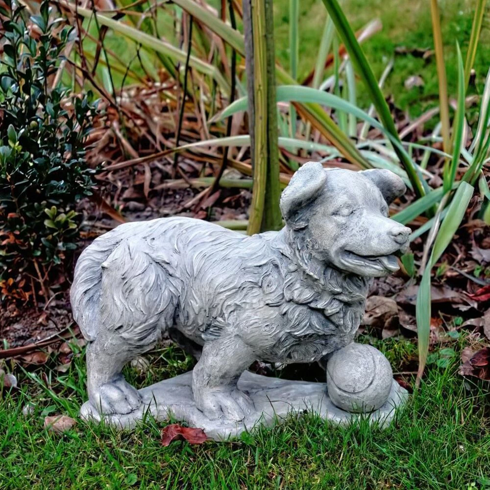 Verspielte Hunde Figur Für Den Garten Aus Steinguss - Corrado 3 Verspielte Hunde Figur Für Den Garten Aus Steinguss - Corrado