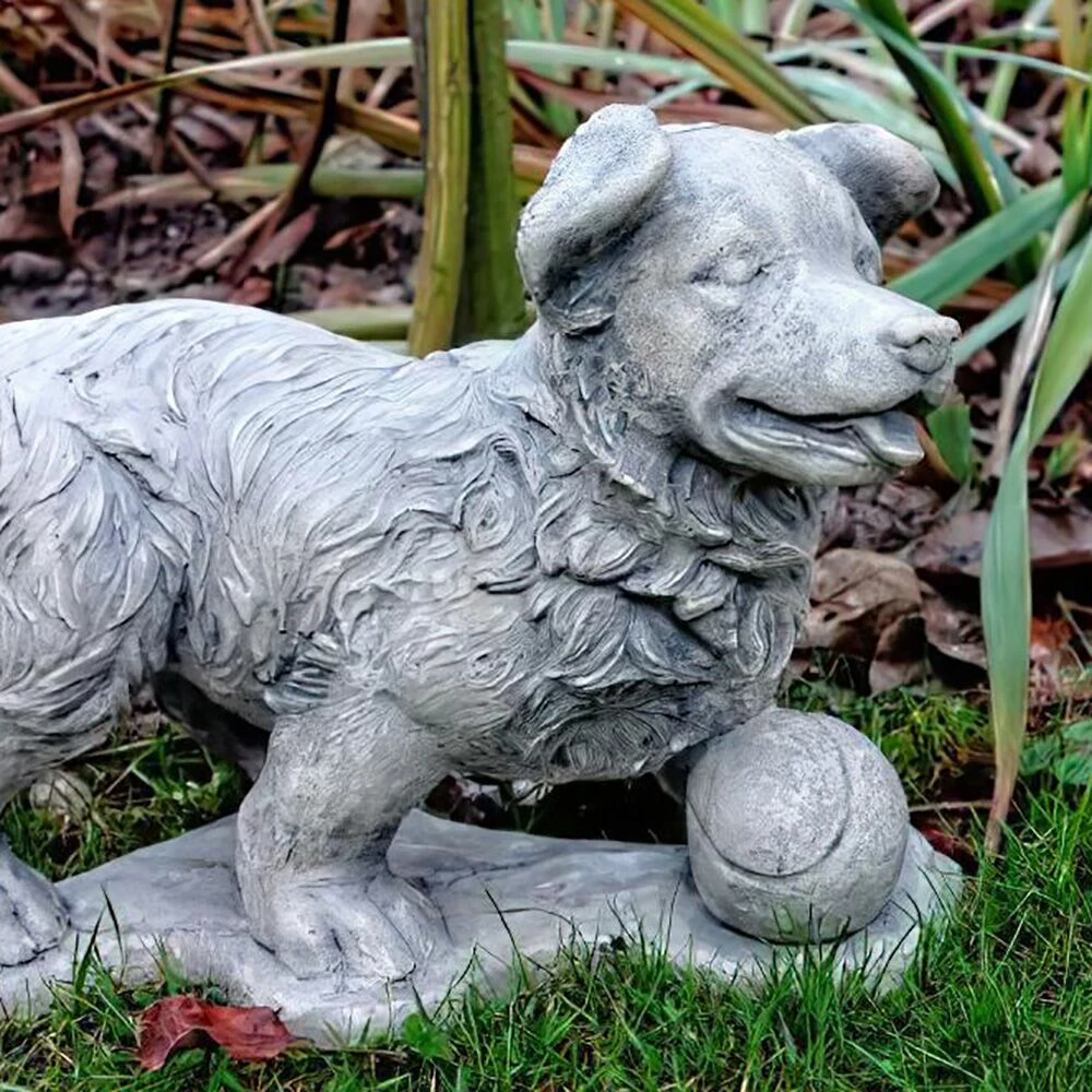 Verspielte Hunde Figur Für Den Garten Aus Steinguss - Corrado 4 Verspielte Hunde Figur Für Den Garten Aus Steinguss - Corrado – Bild 2