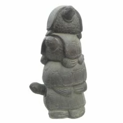 Vier Aufeinander Hockende Schildkröten Als Steinguss Gartenskulptur - Nadya