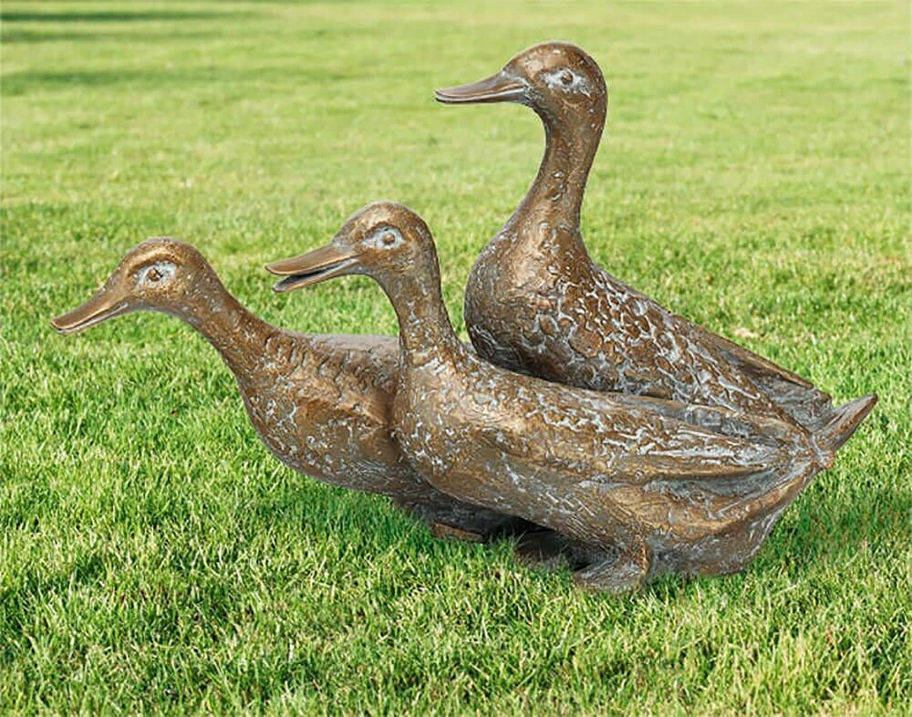 Vogelskulptur Aus 3 Enten - Patinierte Bronze - Entengruppe 4 Vogelskulptur Aus 3 Enten - Patinierte Bronze - Entengruppe – Bild 2