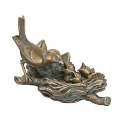 Vogelskulptur Aus Bronze Zur Wandbefestigung - Finkennest