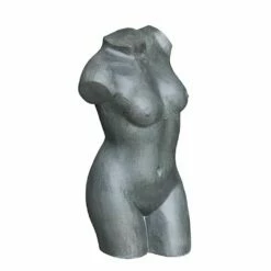 Weiblicher Torso Aus Polystone In Zement Optik Antik - Asterta